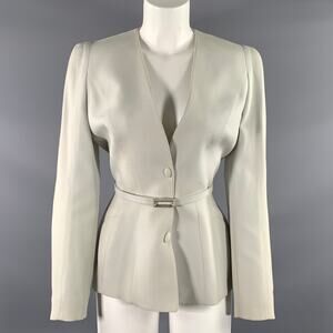 THIERRY MUGLER Size 6 Gray Light Blue Wool Blazer Jacket Indoor Blazer